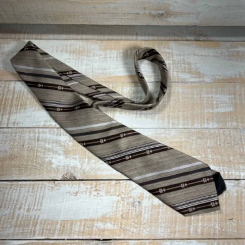 Wembley Mens Necktie Brown Black Stripe‎ One Size